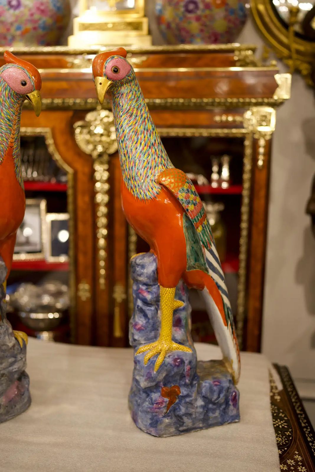 Large Pair Of Famille Rose Pheasants By Samson photo Art