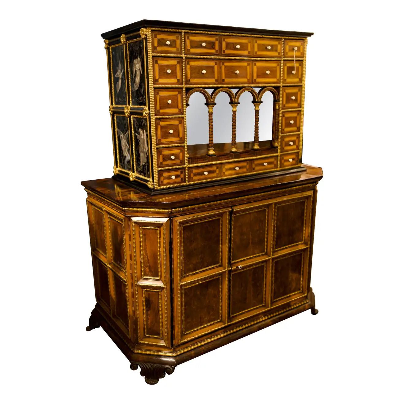 18th Century Parquetry Flemish Cabinet And Base