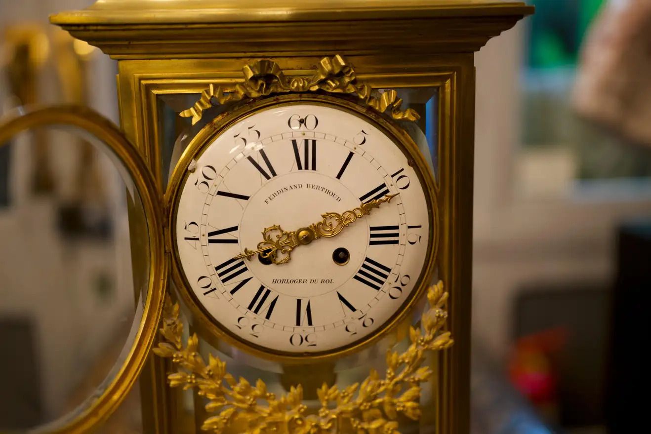 19th Century Louis XVI Style Regulator Gilt Bronze Clock By Ferdinand Berthoud photo 4500.0