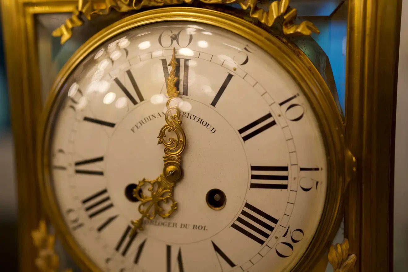 19th Century Louis XVI Style Regulator Gilt Bronze Clock By Ferdinand Berthoud photo vinterior