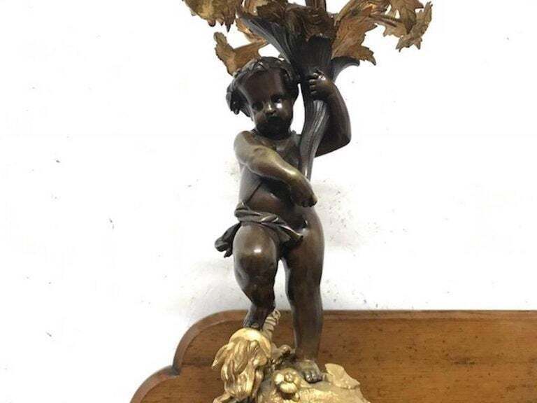 Pair Of French 19 Century Cast Bronze Putti 'Cherub' Candelabras photo buy