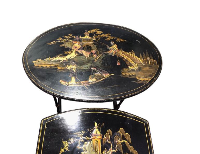 Set Of Three Carved Chinese Chinoiserie Nested Tables photo vinterior