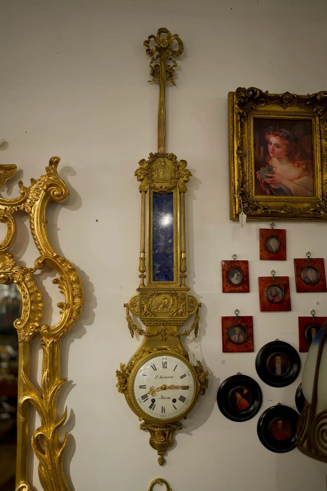 19th Century Paul Sormani Ormolu Wall Clock In Lapis Lazuli And Gold photo furniture