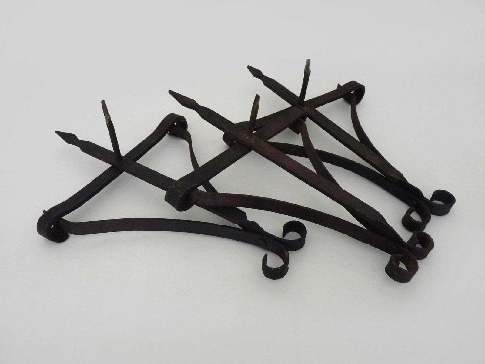 3 Large Wrought Iron Wall Candlesticks. 19th Century Outdoor Candlesticks photo vintage