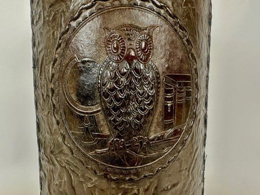 Embossed Leather Waste Paper Basket From Georg Hulbe, 1900s photo Home Decor