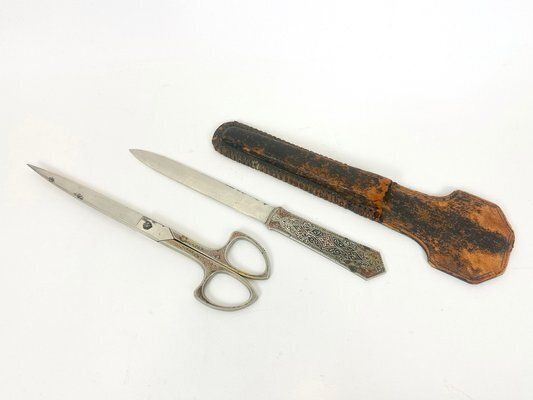 Art Nouveau Letter Opener And Scissor Desk Set From Lerche Solingen, 1910s, Set Of 3 photo buy