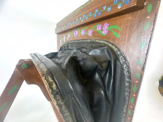 Large Antique German Hand Painted Blacksmith Forge Bellows, 1901 photo vinterior