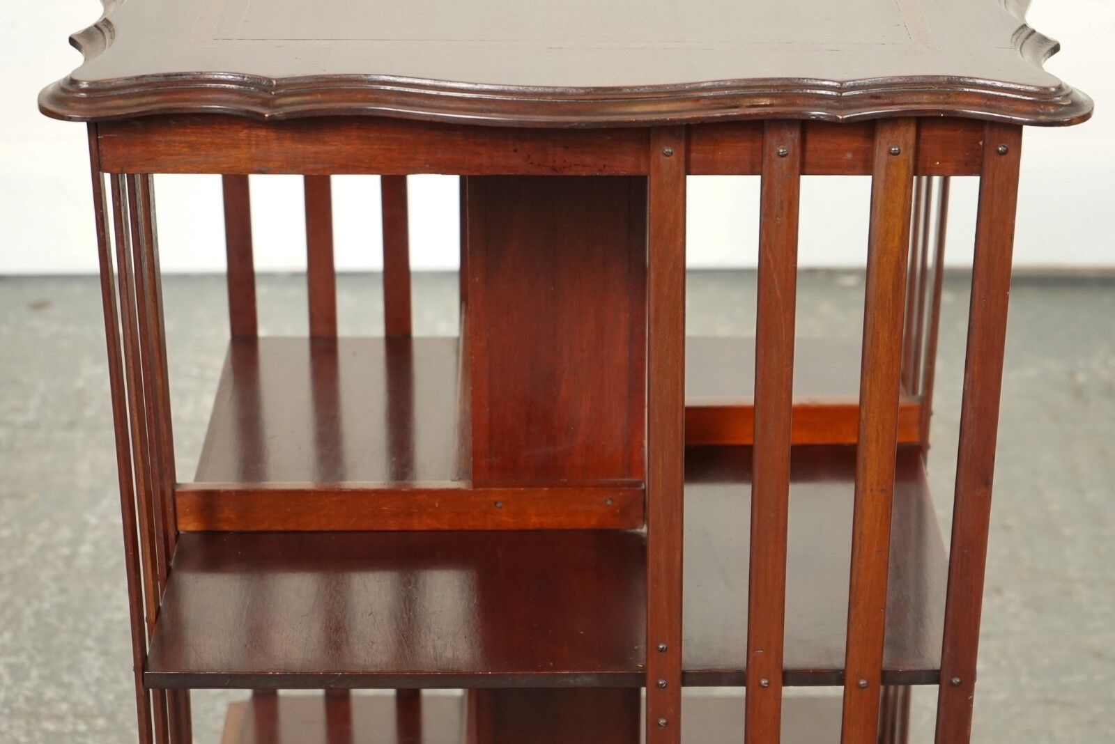 Antique Edwardian Revolving Bookcase With A Serpentine Shaped Top photo buy