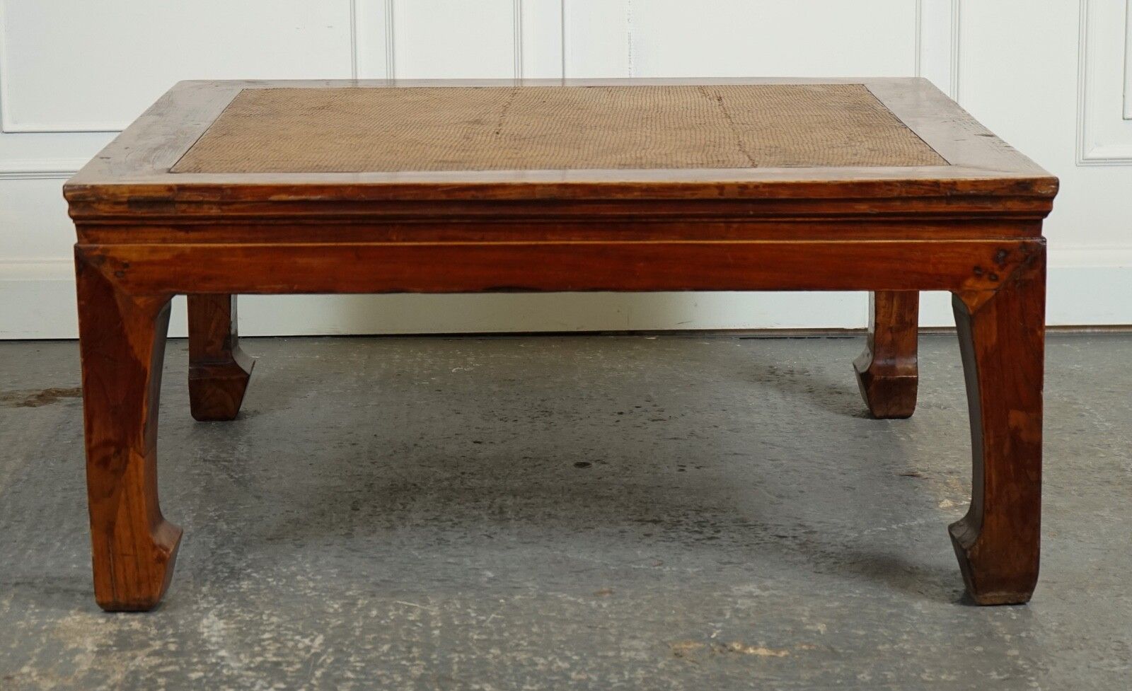 Large Antique Chinese Opium Coffee Table With Cane Inset Top J1 photo 1450.0