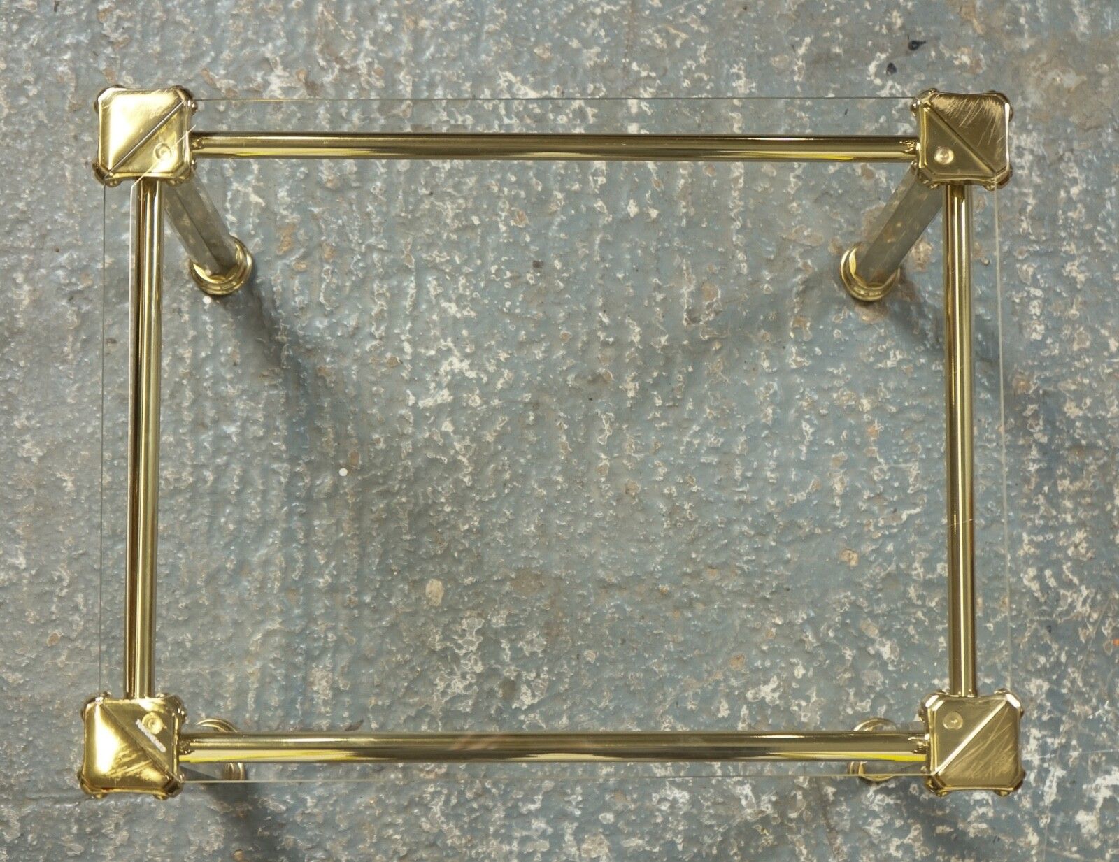 photo vinterior Set Of 1970's Hollywood Regency Golden Brass Glass Nest Of Tables Side Table  J1