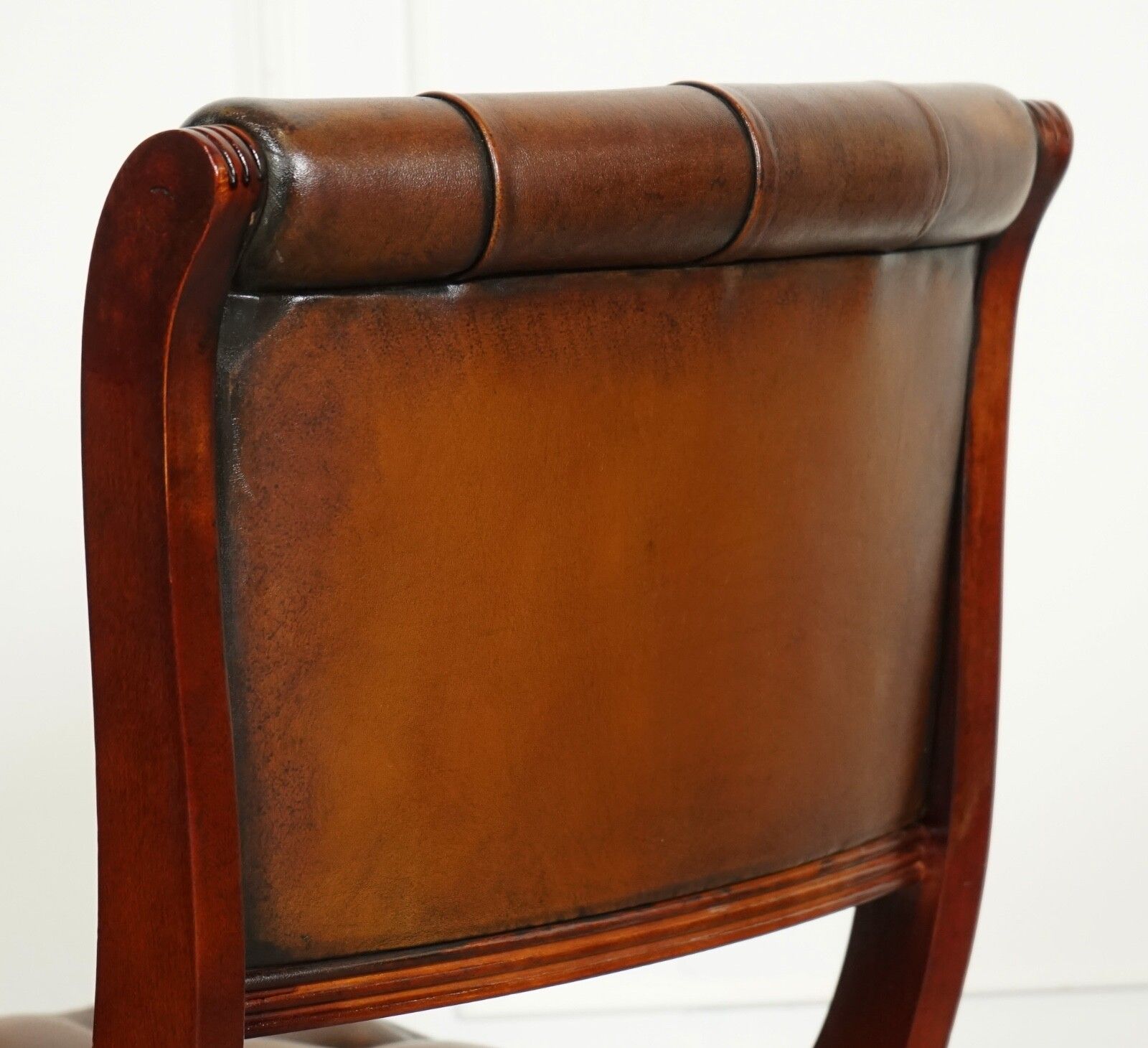 photo buy Set Of 6 Restored Chesterfield Leather Dining Chairs J1