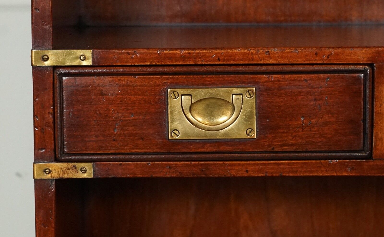Furniture Harrods London Kennedy Three Drawers Burr Yew Wood & Brass Military Bookcase photo