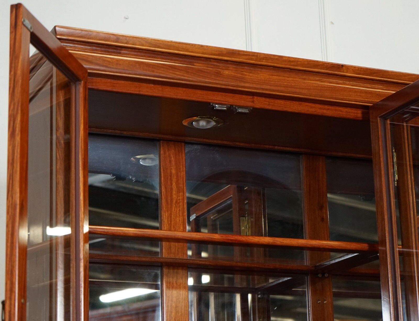 Large Vintage Oriental Chinese Carved Solid Hardwood Bookcase Display Cabinet photo vintage
