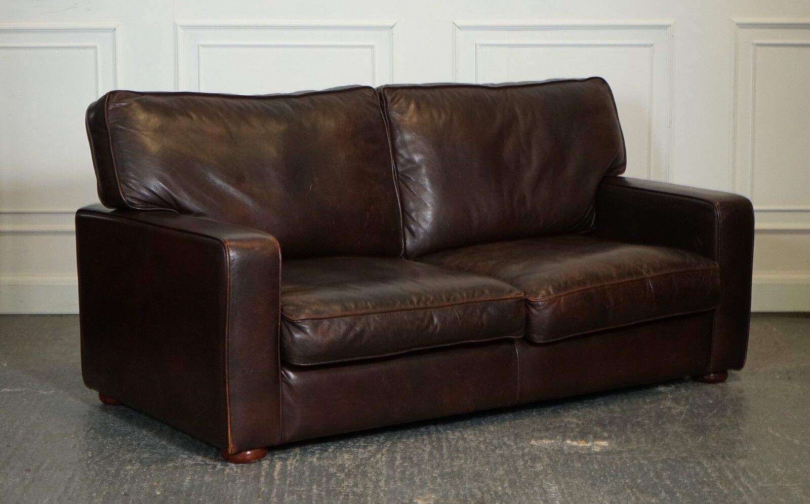 Vintage Distressed Brown Leather Two To Three Seater Sofa photo furniture