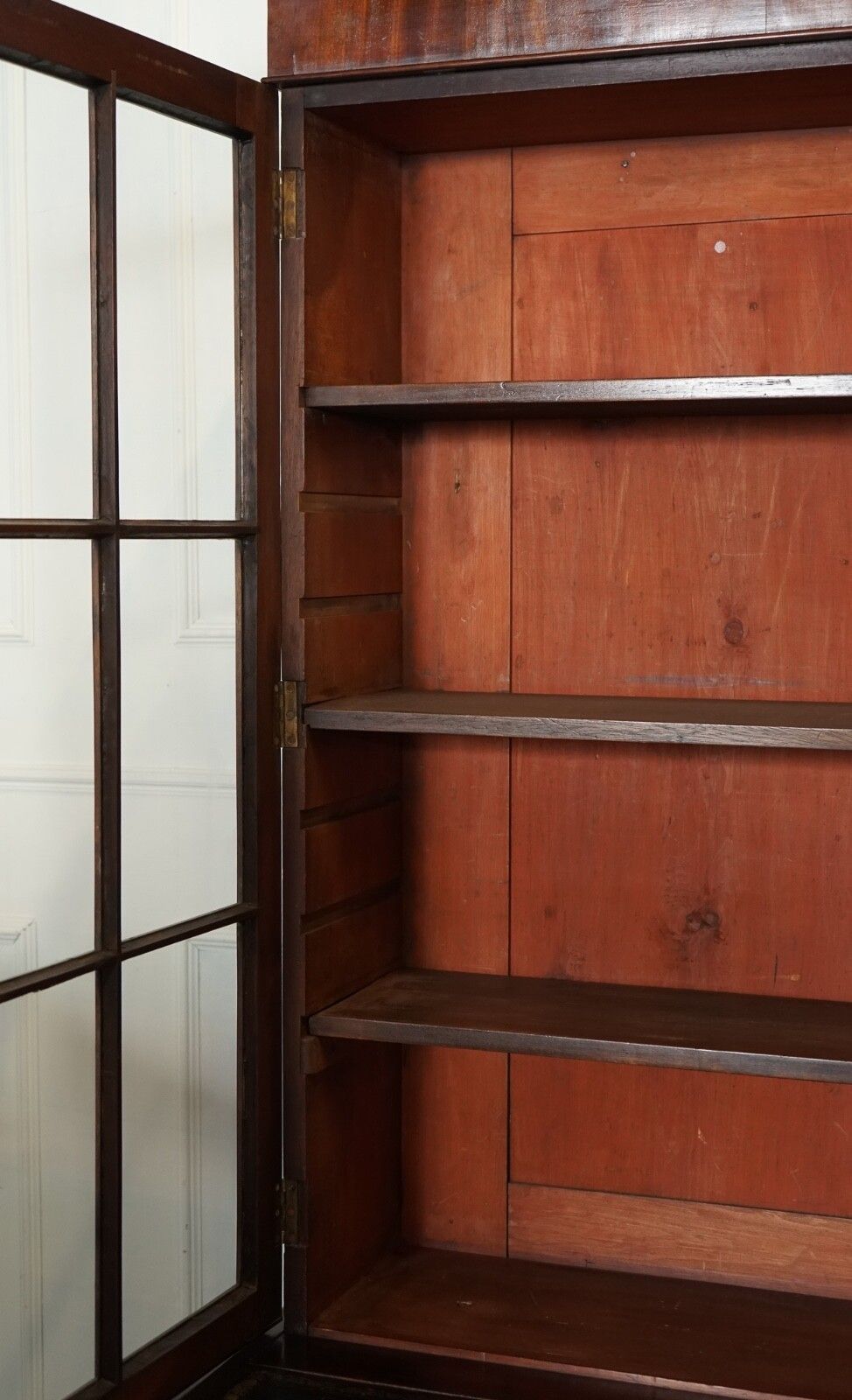 photo for sale Antique Dresser Bookcase Display Cabinet On Chest Of Drawers Black Leather Top