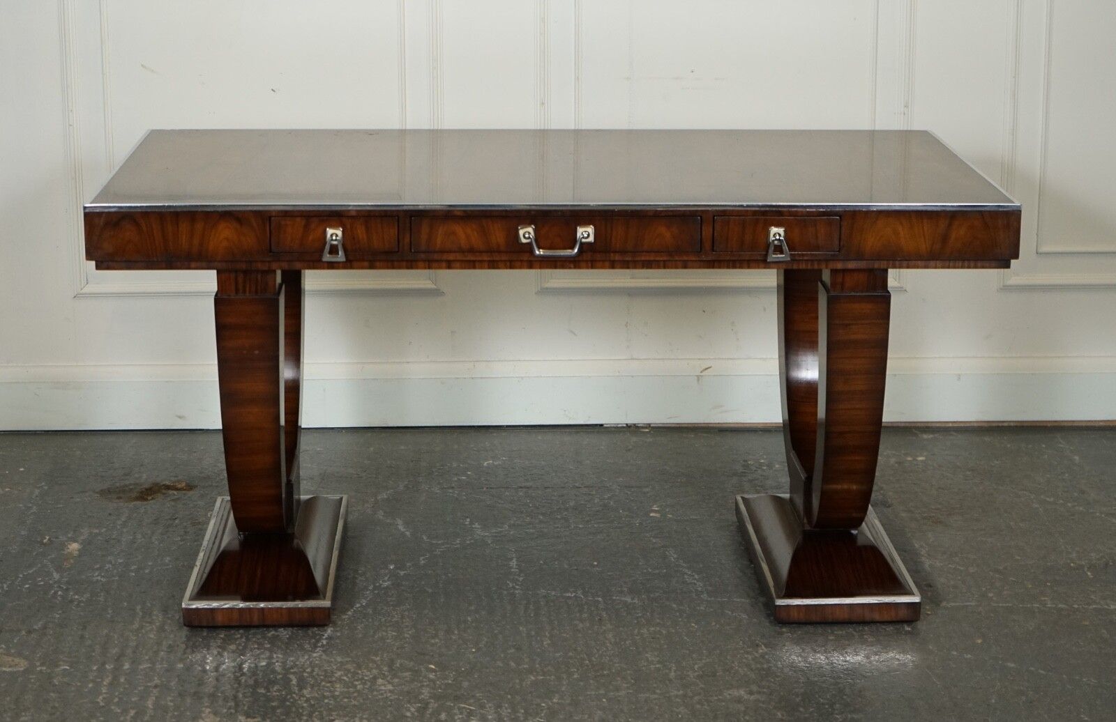 photo vintage Rare Theodore Alexander Art Deco Style Office Double Sided Drawers Desk