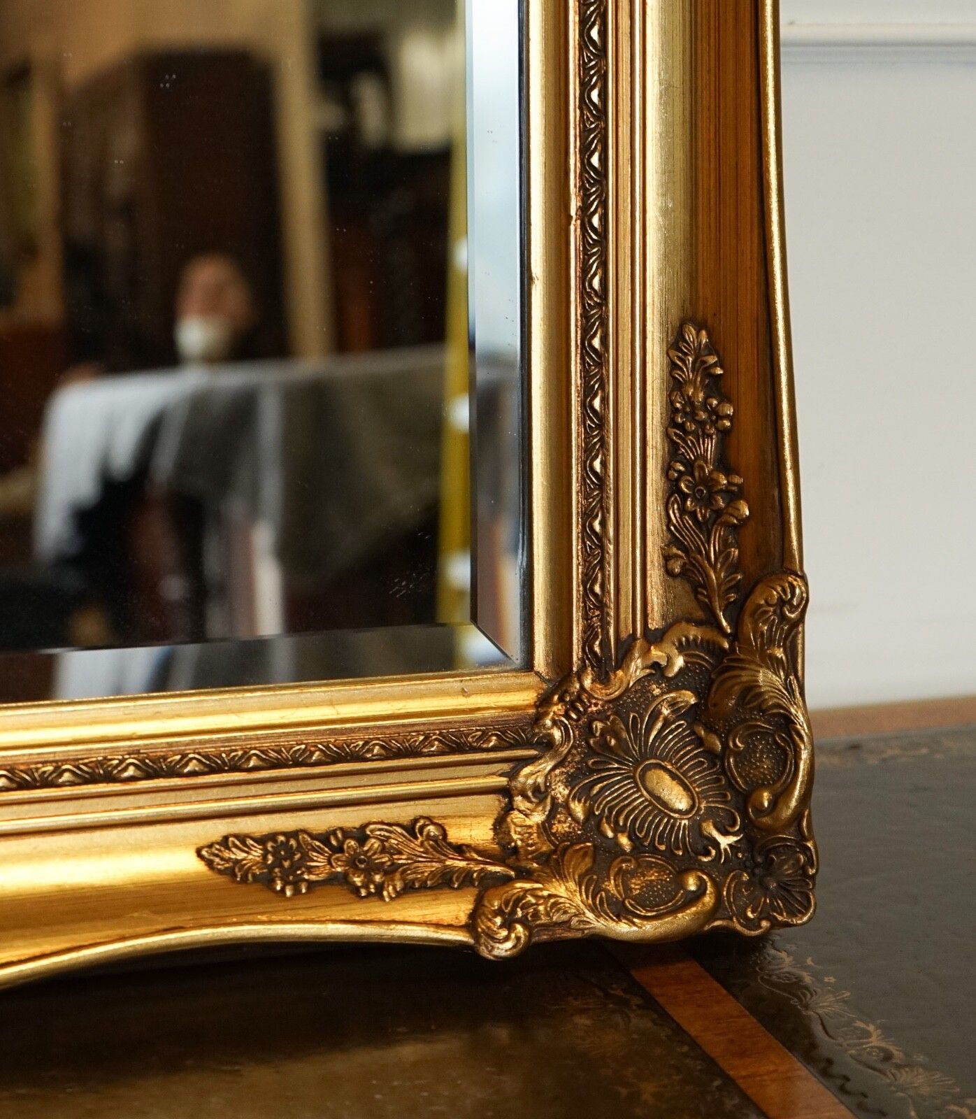 Large French Classic Golden Ornate Wall Regal Mirror 138 X 77 Cm photo 650.0