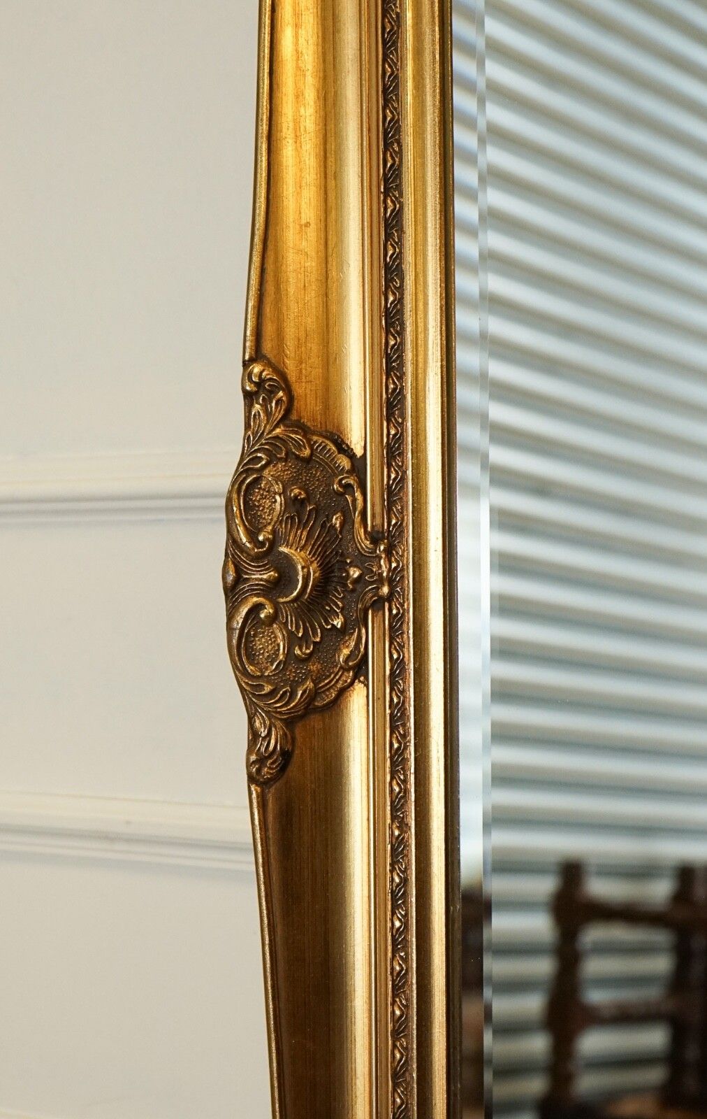 photo for sale Large French Classic Golden Ornate Wall Regal Mirror 138 X 77 Cm