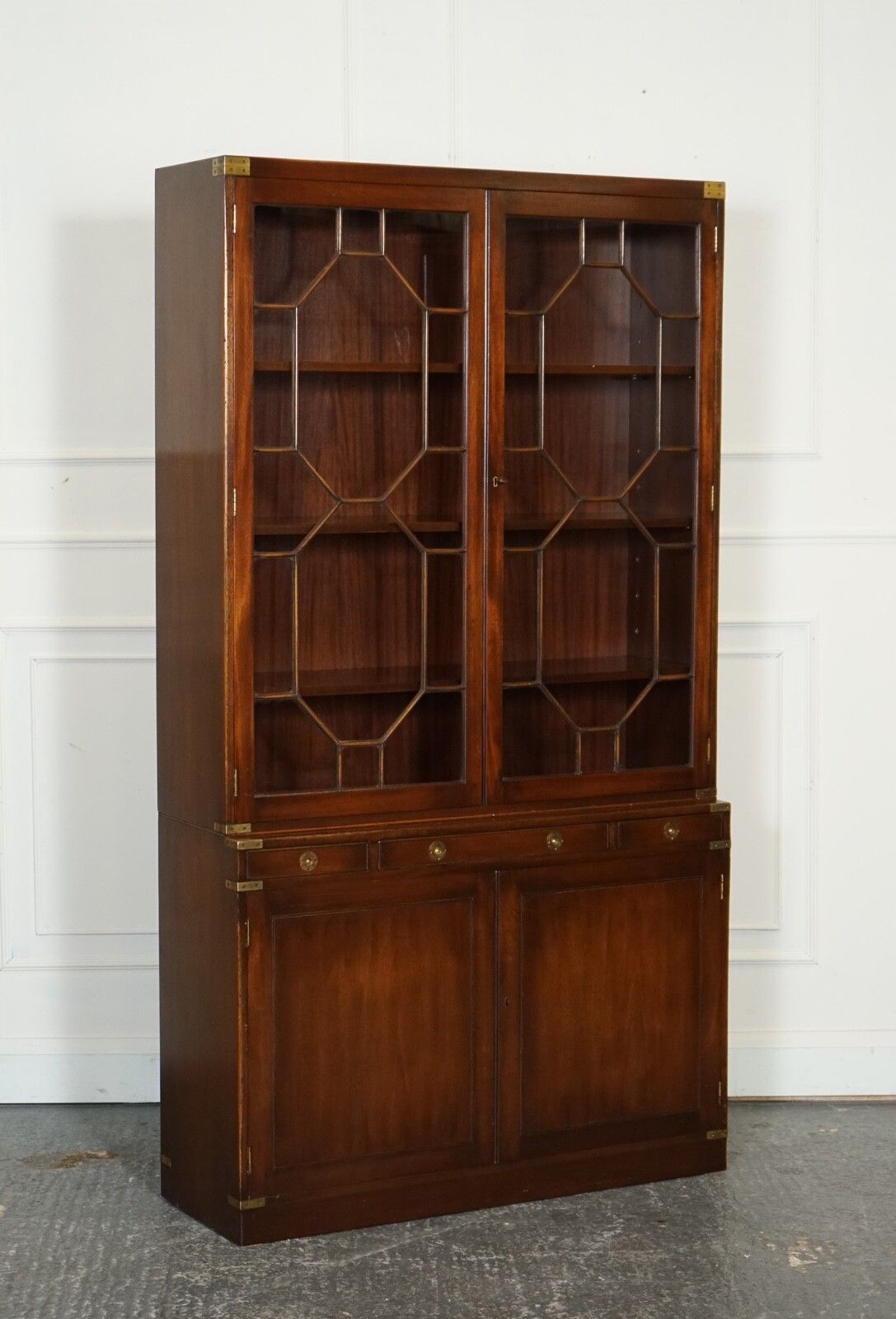 Vintage Bevan Funnell Military Campaign Astral Glazed Library Display Cabinet photo furniture