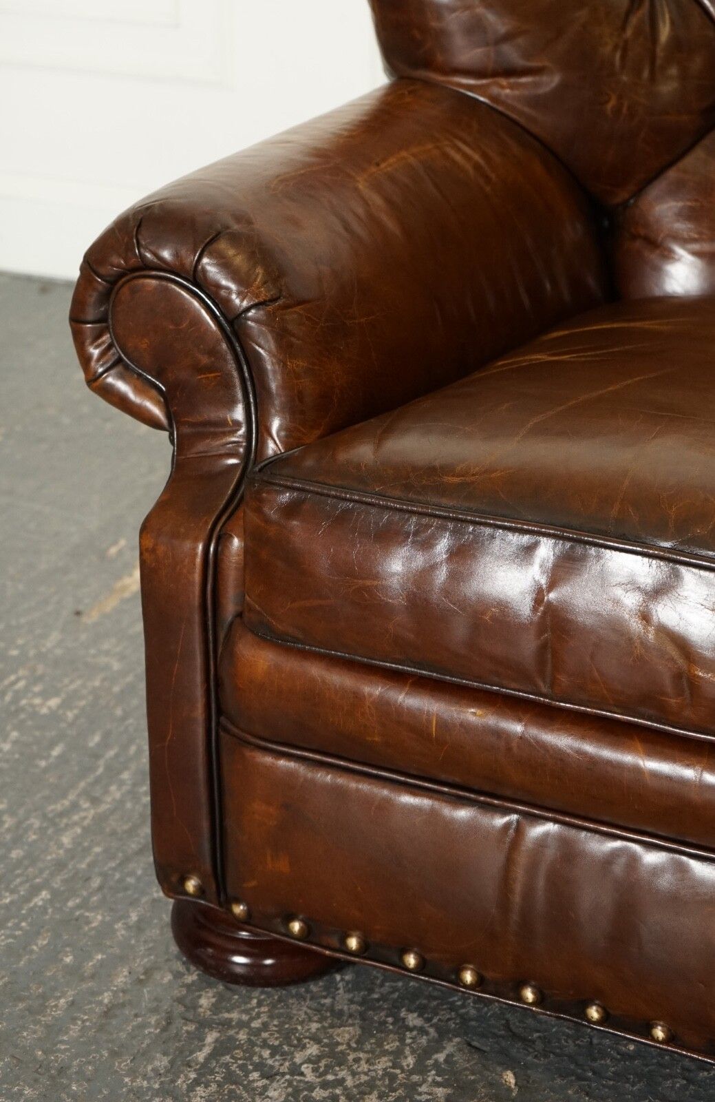 Fully Restored Hand Dyed Leather Writers Reading Armchair With Footstool photo vintage