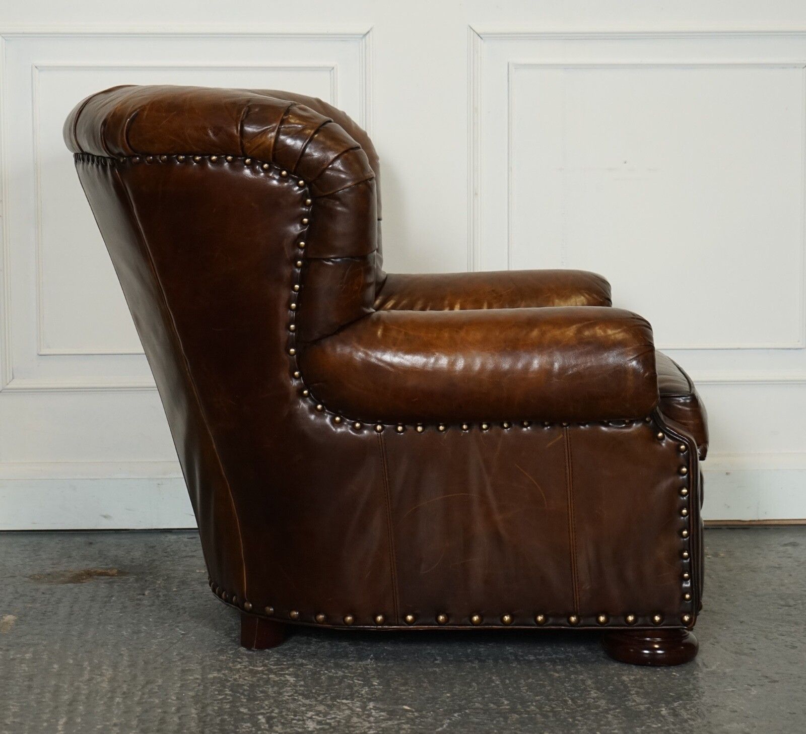 4950.0 Fully Restored Hand Dyed Leather Writers Reading Armchair With Footstool photo