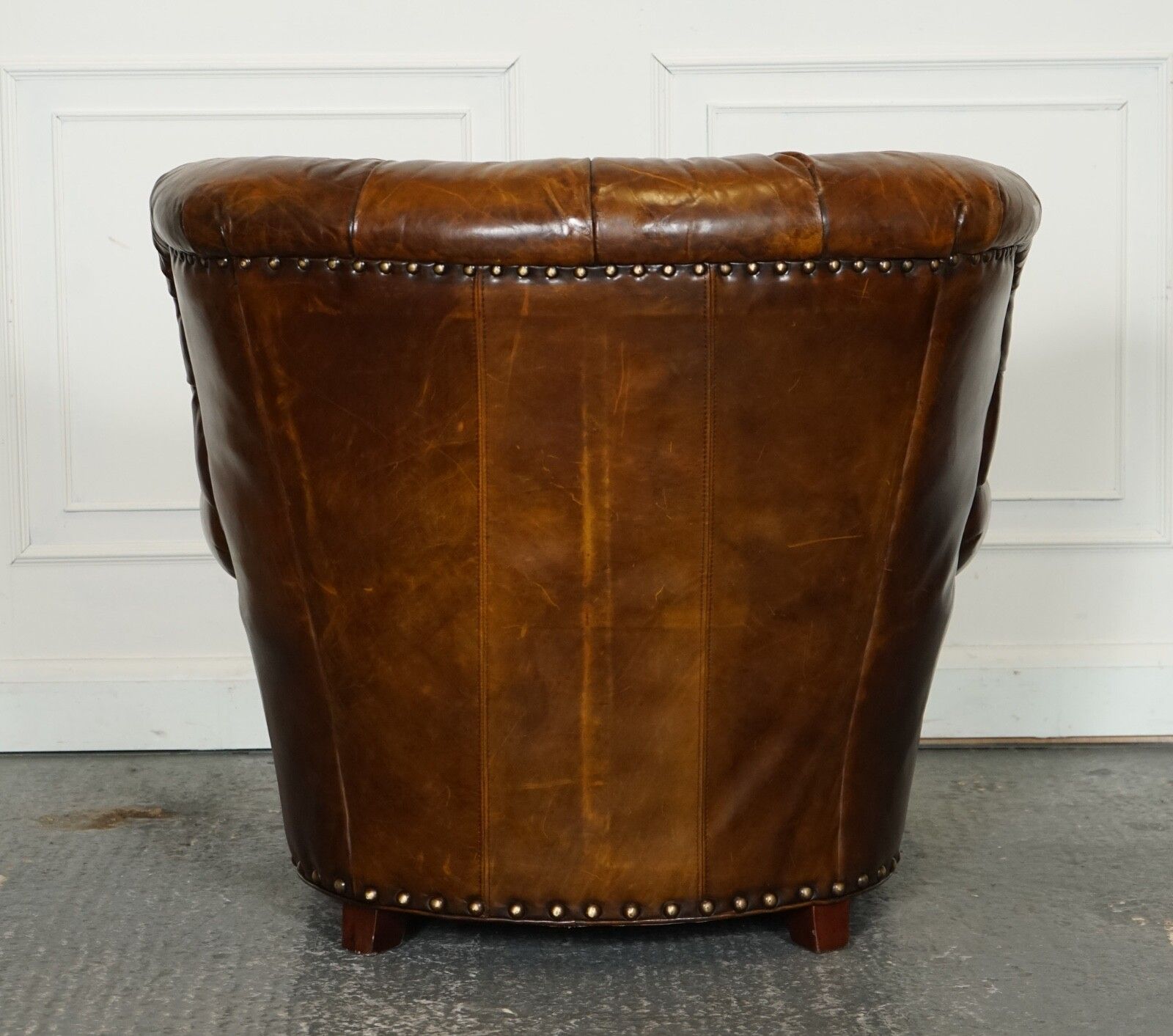 photo buy Fully Restored Hand Dyed Leather Writers Reading Armchair With Footstool
