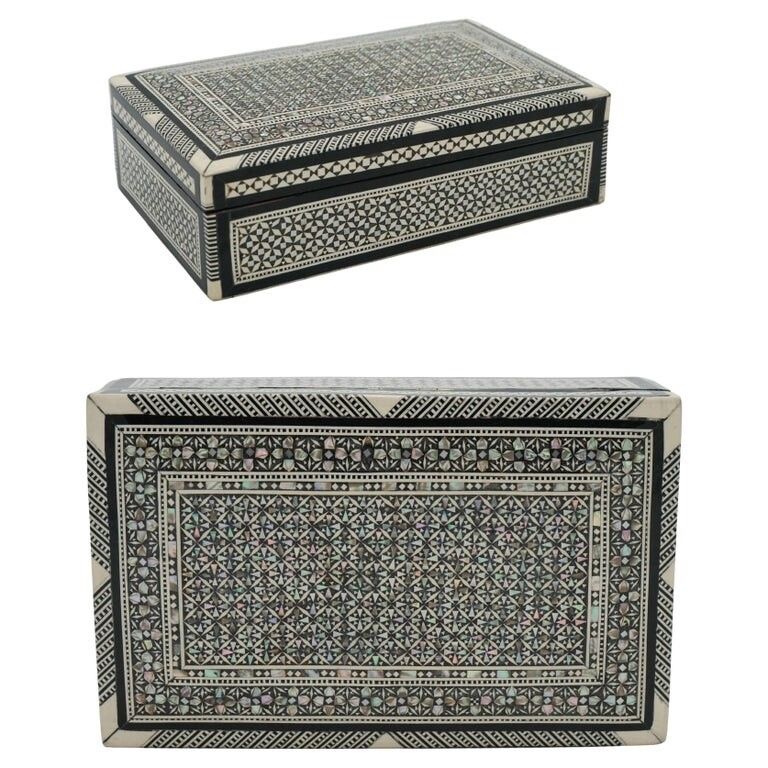 Moorish Micro Mosaic Inlaid Mother Of Pearl Trinket Jewellery Storage Box