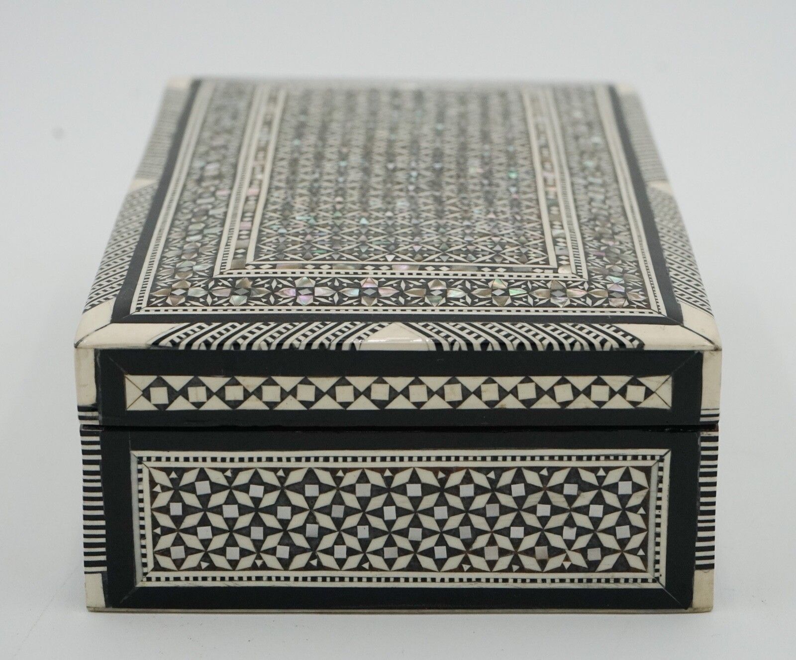 Moorish Micro Mosaic Inlaid Mother Of Pearl Trinket Jewellery Storage Box photo buy