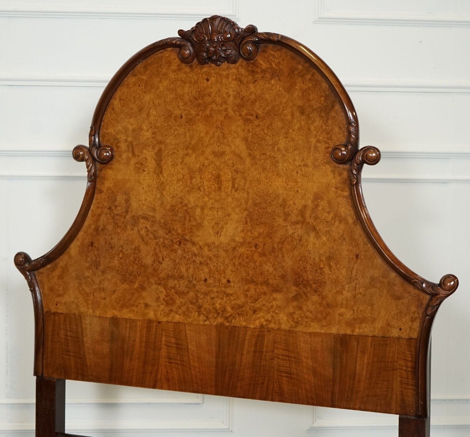 Circa 1930 Art Deco Burr Walnut English Made Vono Bedstead Frame Queen Anne Legs photo 1295.0