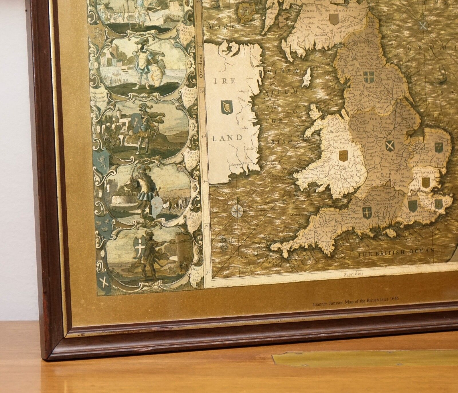 Vintage Gold Foil Map Of The British Isles 1646 By Joannes Janssen photo vinterior