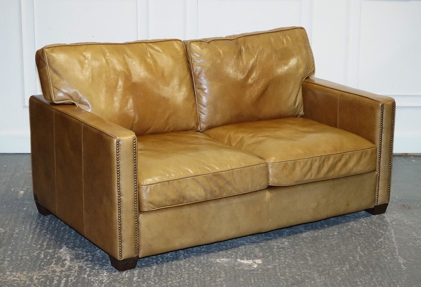 Timothy Oulton Halo Two Seater Viscount Tan Leather Sofa (1/2) photo furniture