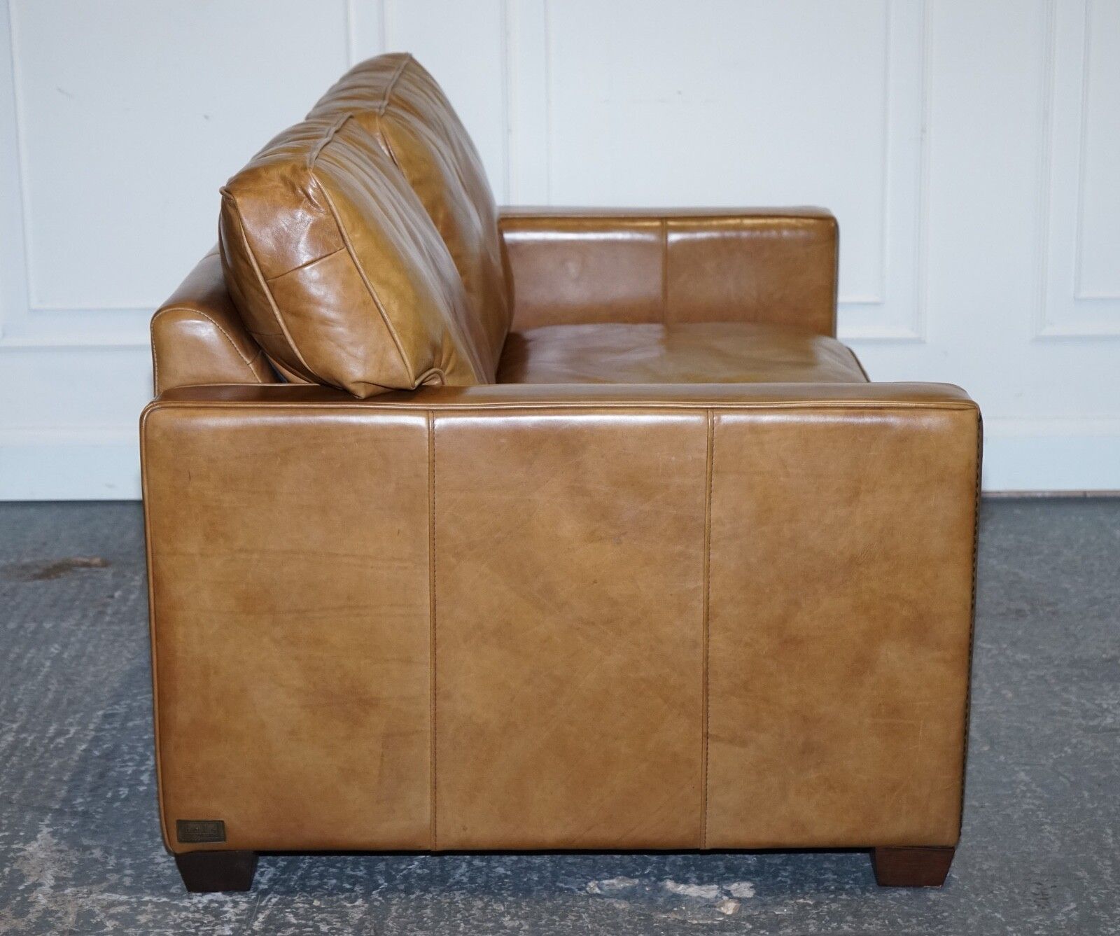 1740.0 Timothy Oulton Halo Two Seater Viscount Tan Leather Sofa (1/2) photo