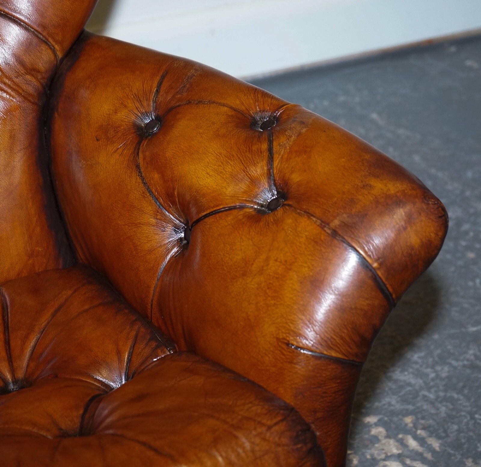 Furniture Vintage Fully Restored Hand Dyed Brown Leather Retro Lounge Chair And Footstool photo