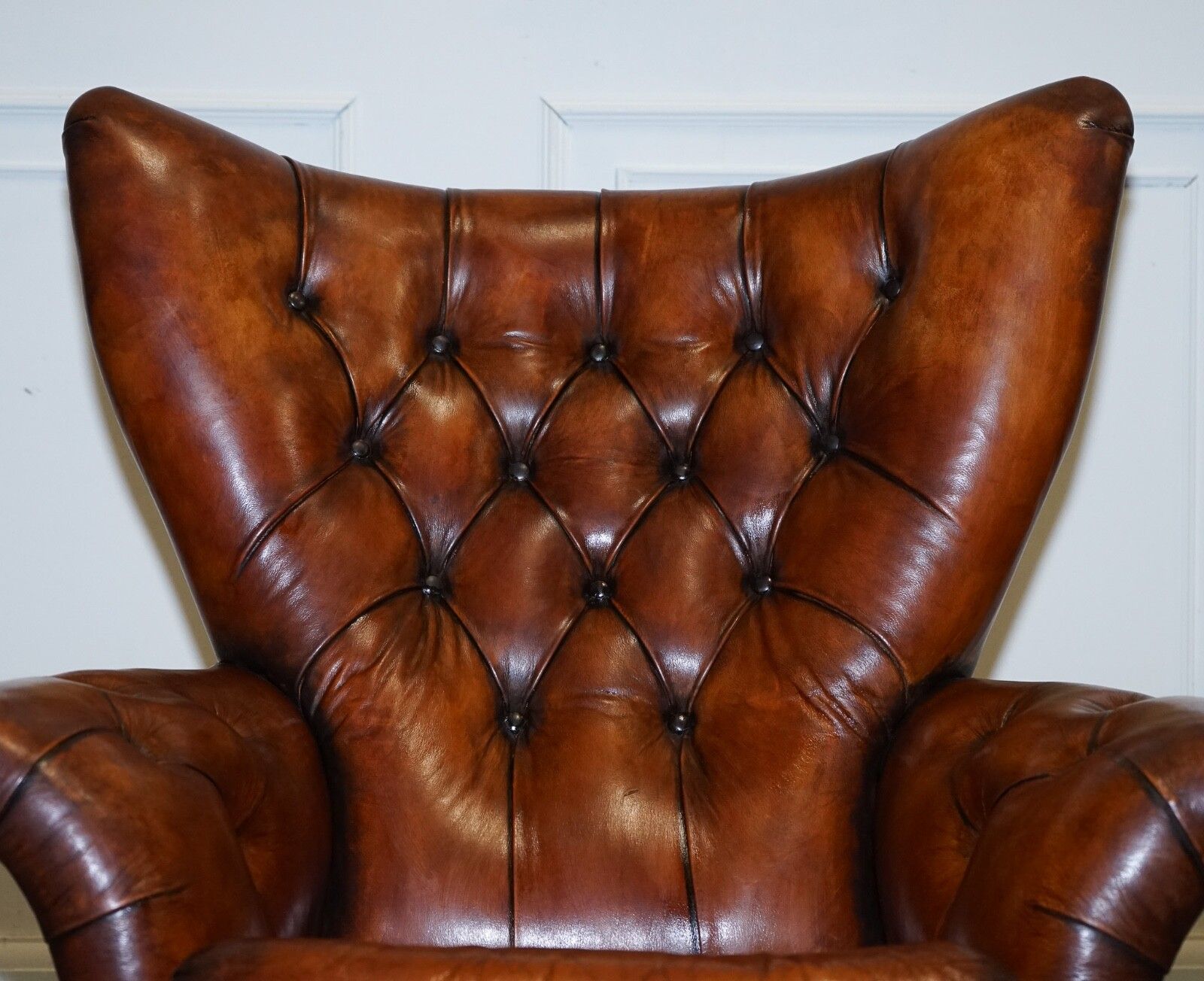 3750.0 Vintage Fully Restored Hand Dyed Brown Leather Retro Lounge Chair And Footstool photo
