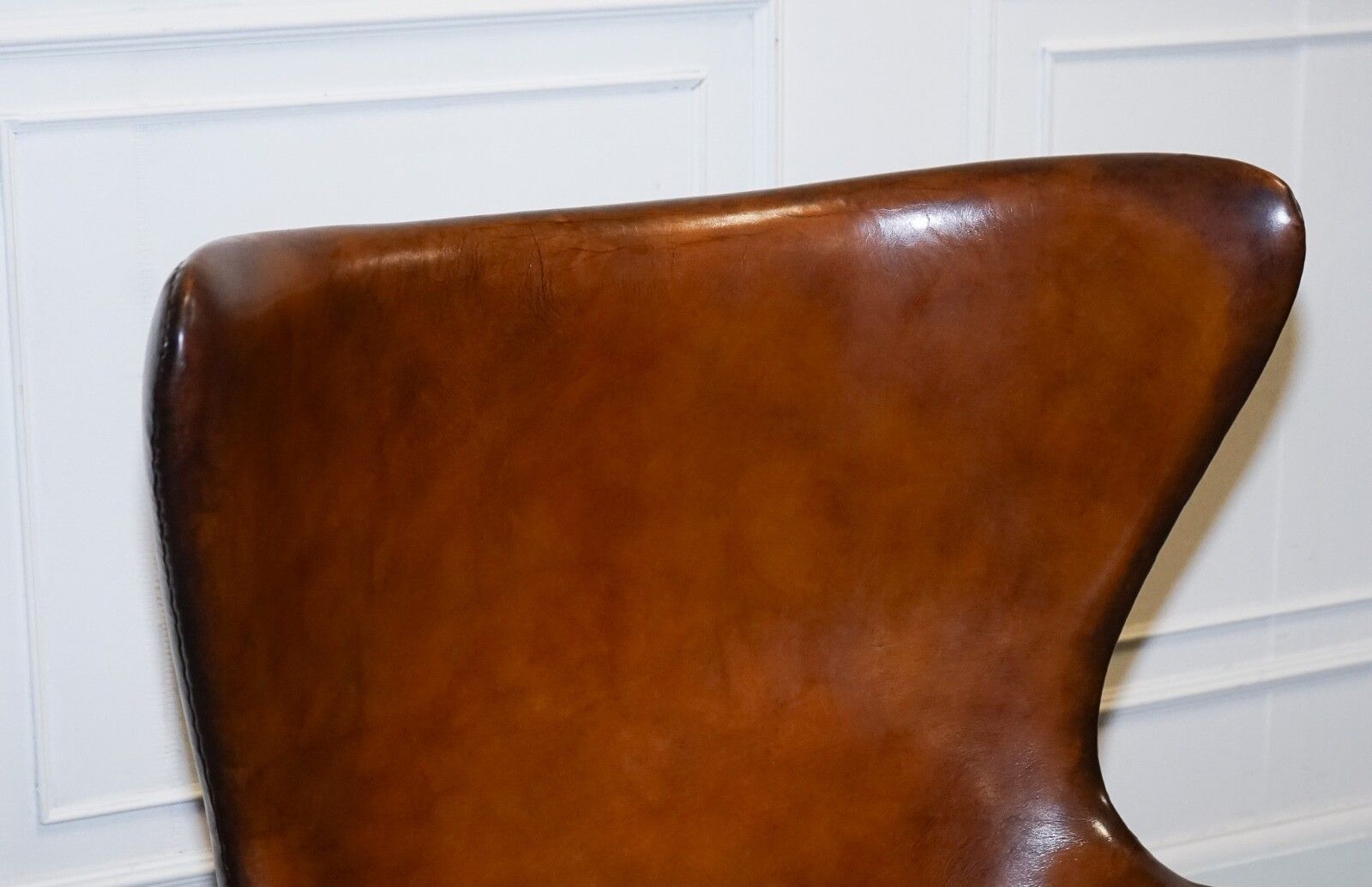 Fritz Hansen Style Vintage Hand Dyed Whiskey Brown Egg Chair photo 3500.0