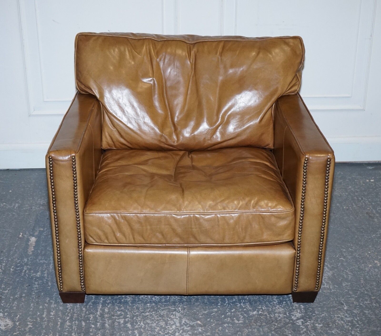 Lovely Timothy Oulton Viscount Pair Of Tan Leather Armchairs Rrp £5,200 photo buy