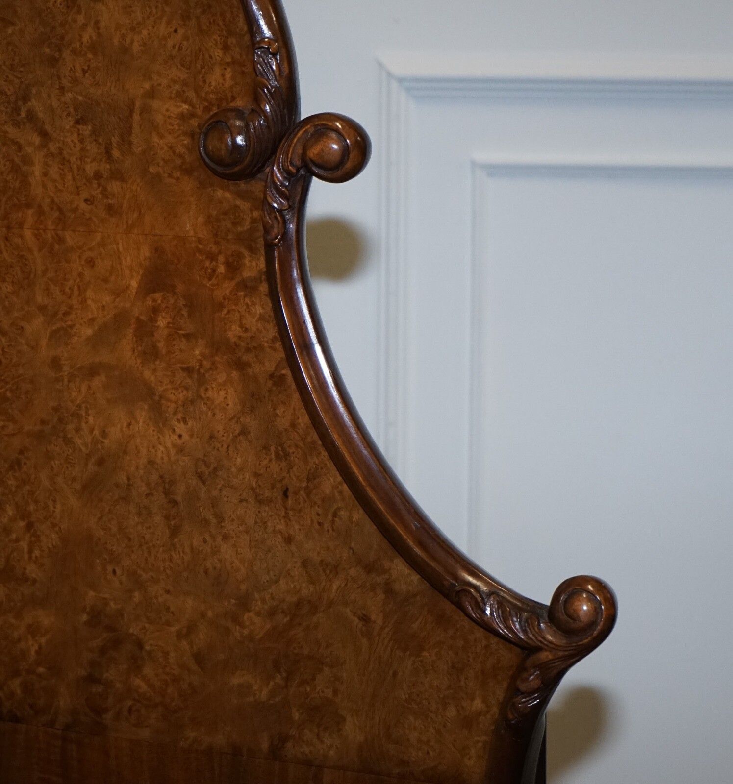 1930 Art Deco Burr Walnut English Made Vono Bedstead Frame Queen Anne Legs 2/2 photo buy