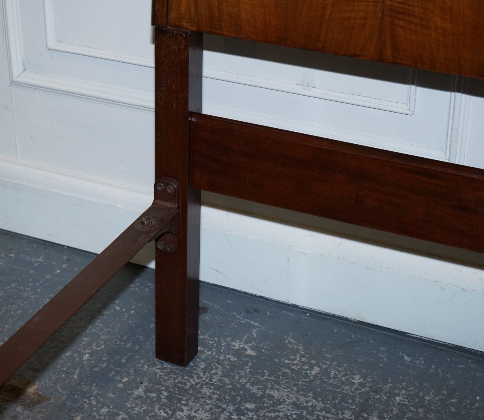 Furniture 1930 Art Deco Burr Walnut English Made Vono Bedstead Frame Queen Anne Legs 2/2 photo