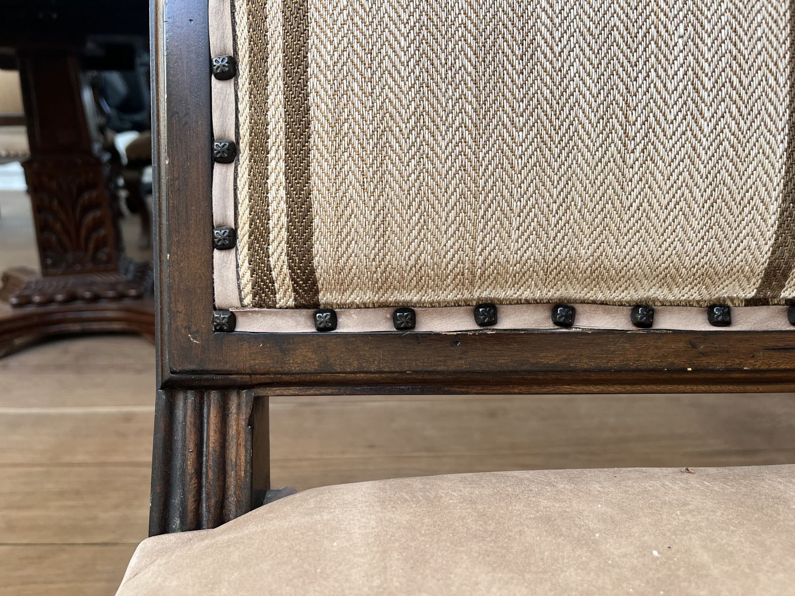 Ralph Lauren Chair Set, Rattan, Suede, Polished Ebony photo for sale
