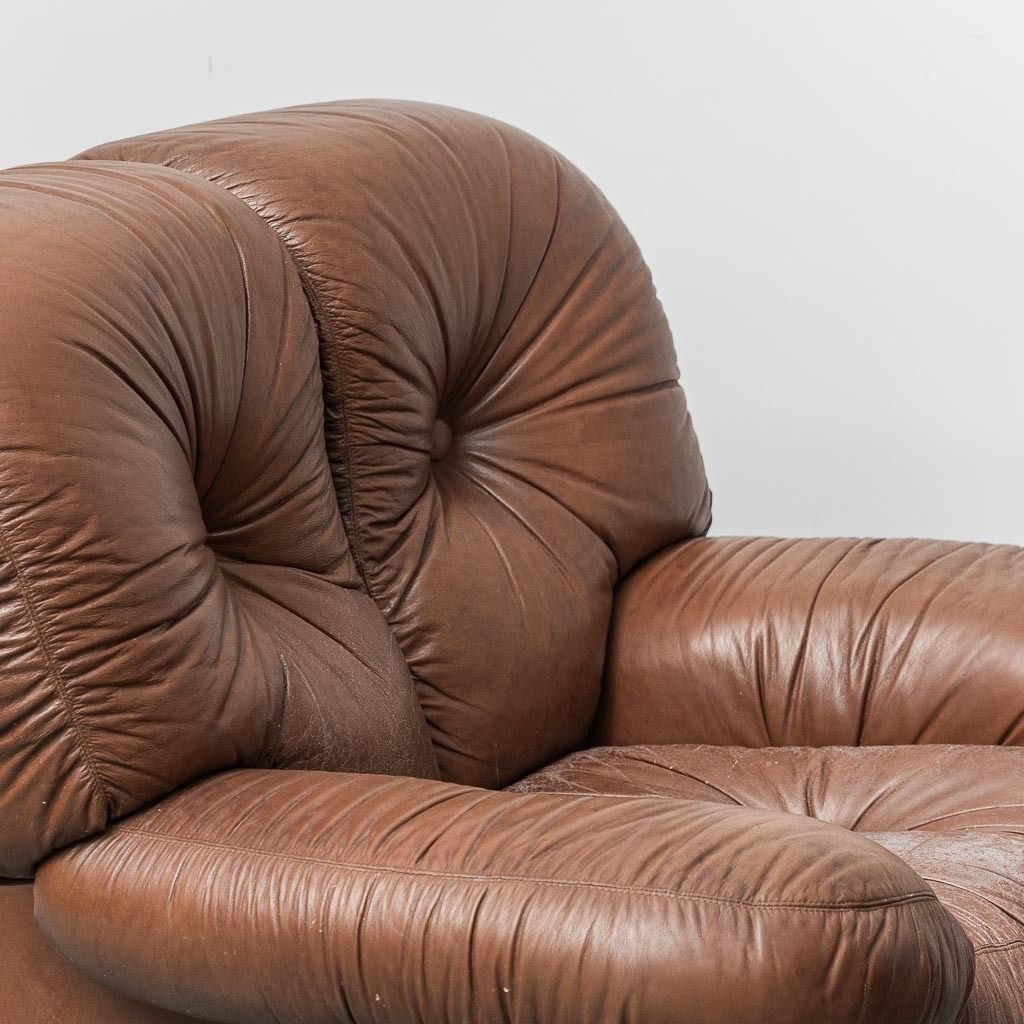 Pair Of Vintage Brown Leather Armchairs From The 70s Modern Antiques photo furniture