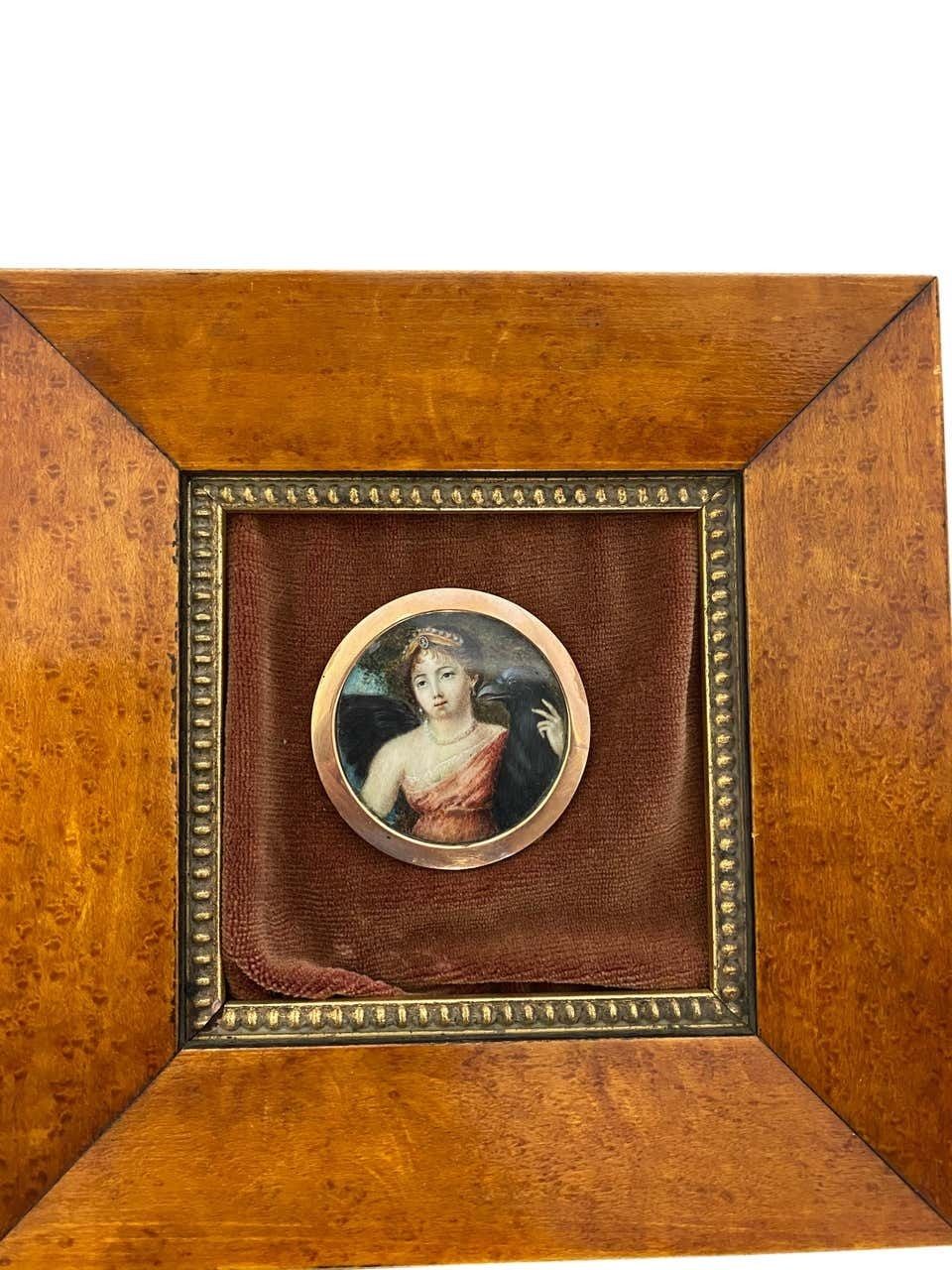 Wooden Framed Picture Of Young Princess And Large Bird Of Prey photo furniture