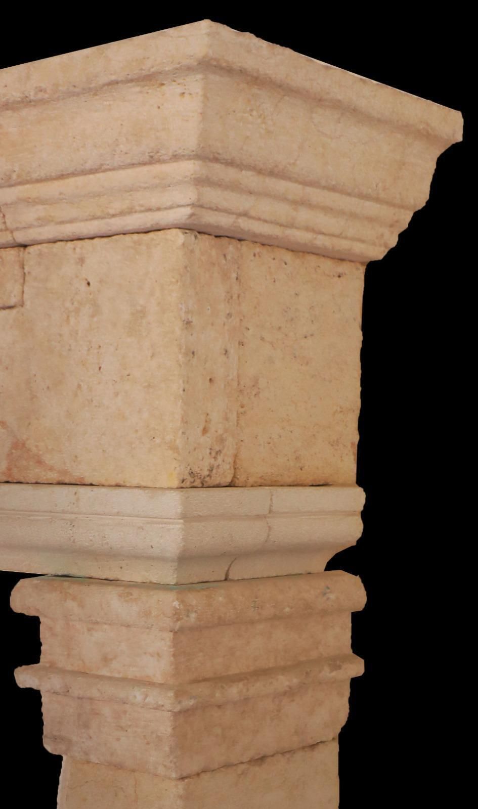 20th Century French Limestone Fireplace With Tapered Jambs And Stepped Cornice photo Home Fixtures