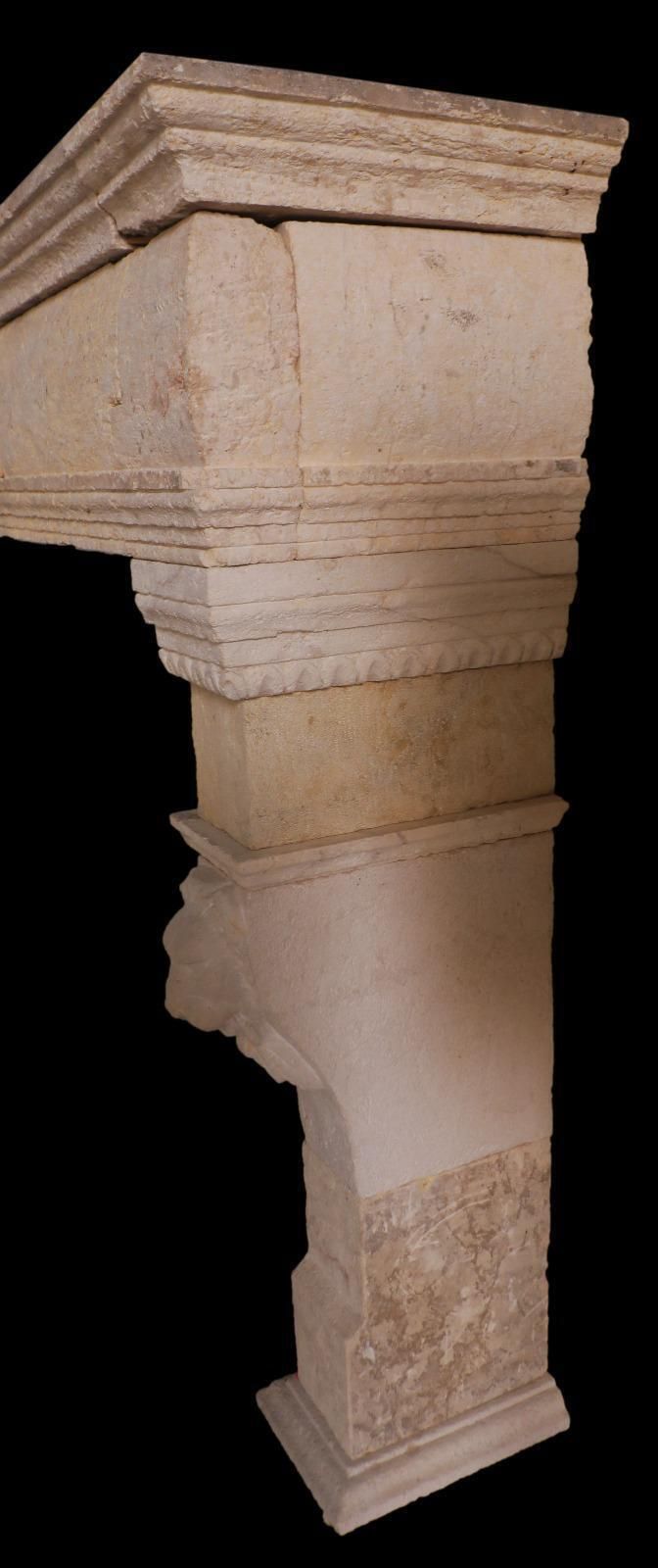 20th Century French Limestone Fireplace With Carved Lion Masks photo furniture