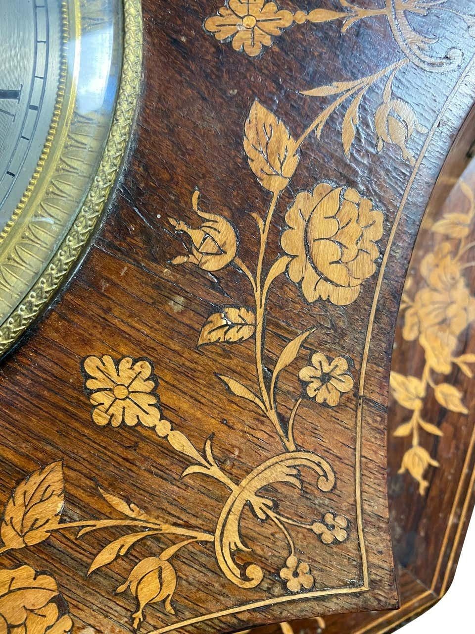 photo for sale French Rosewood And Boxwood Cased Wall Clock, 19th Century