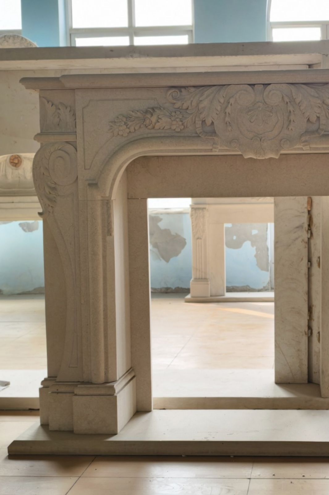 French Louis XV Style Hand Carved Fireplace Mantle photo for sale