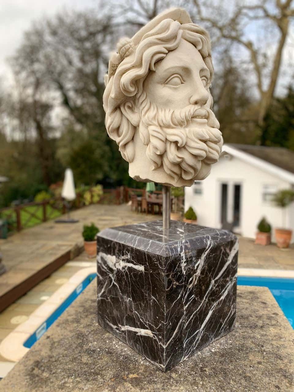 photo furniture 20th Century Marble Bust, Sculpture Of The Roman God Of The Water Neptune