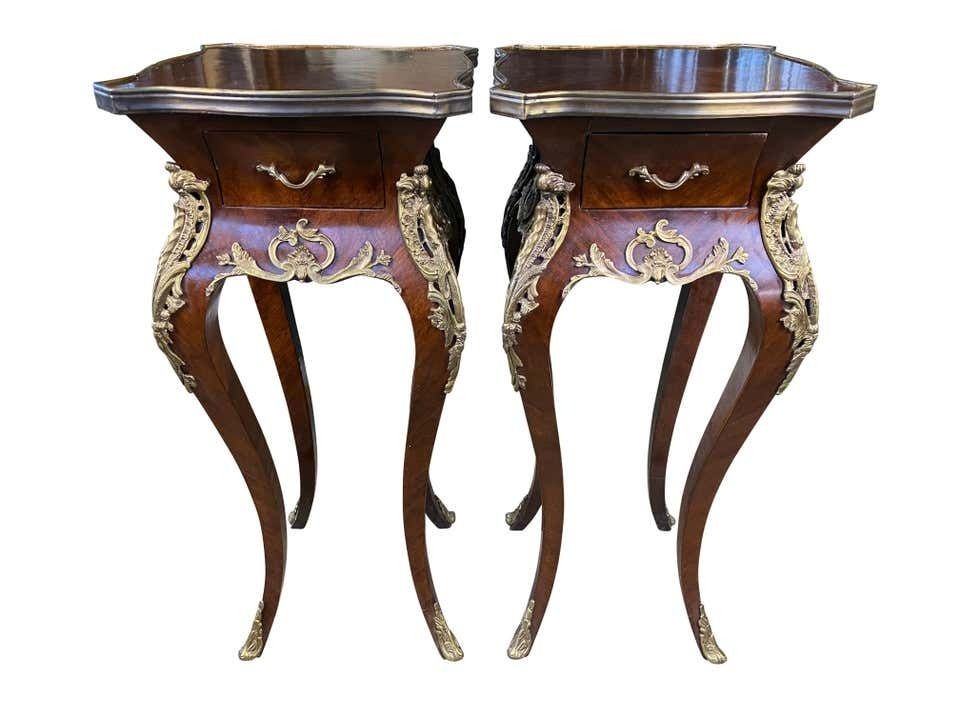 Pair Of French Kingwood Side Tables, 20th Century photo for sale