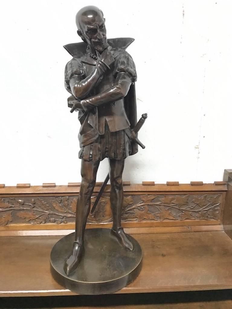 18th Century Bronze Statue Of A Shakespearian Character photo vintage