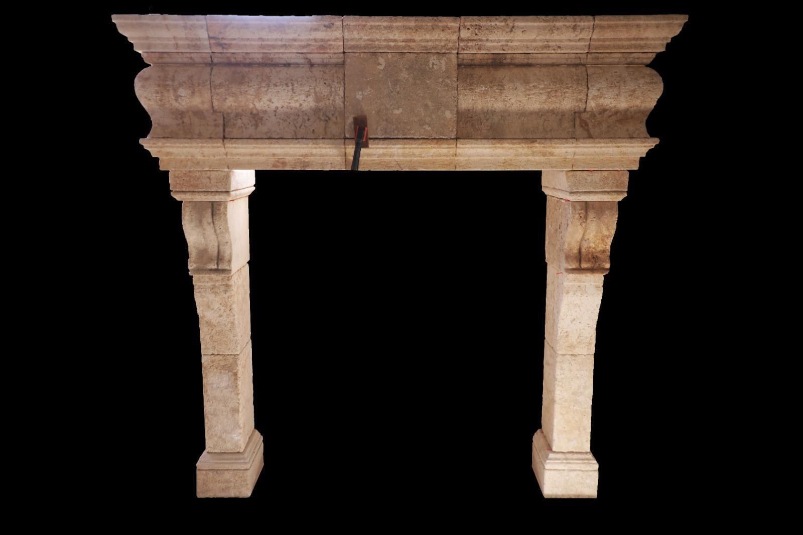 20th Century French Limestone Fireplace With Stacked Molding And Sculpted Jambs photo furniture