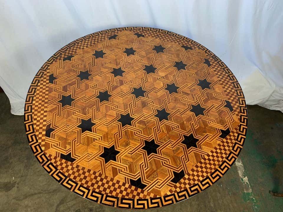 19th Century Walnut And Parquetry Inlaid William IV Style Centre Table photo for sale